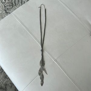 Silver Leaf Long Drop Necklace